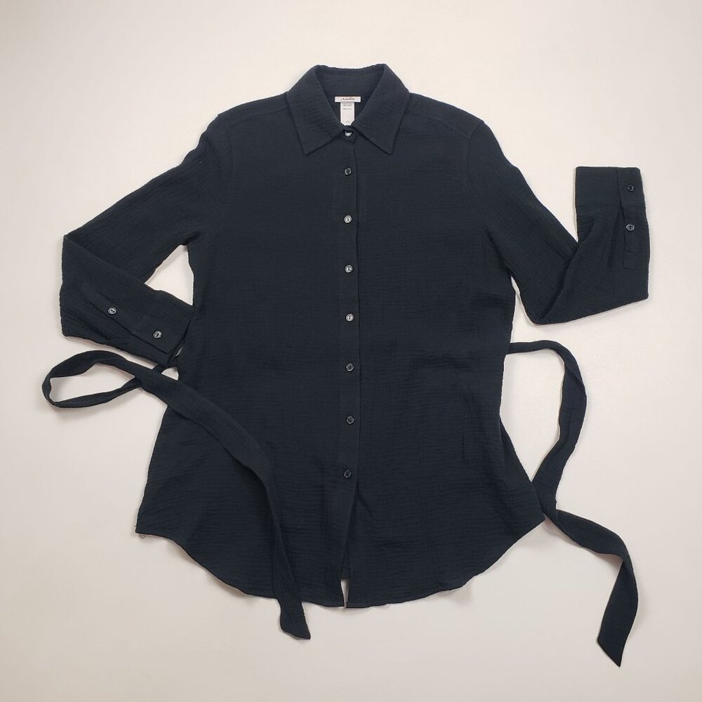 Andie Swim The Corvo Button-Up Women's XS Black Cotton Gauze Beach & Resort Wear - Picture 4 of 16